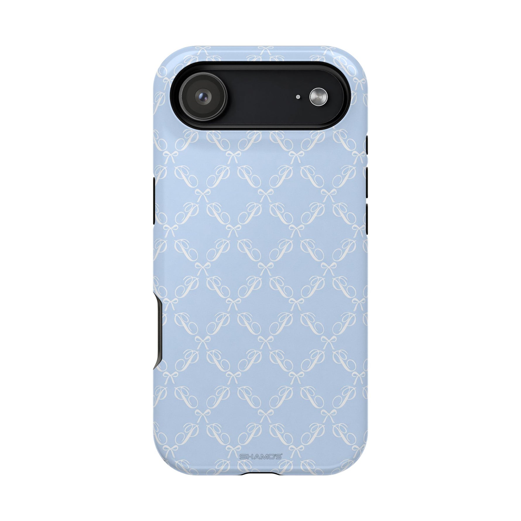 Light Blue Bow-Pattern Impact iPhone Case | MagSafe - iPhone 17 Air / Glossy - Shamo's