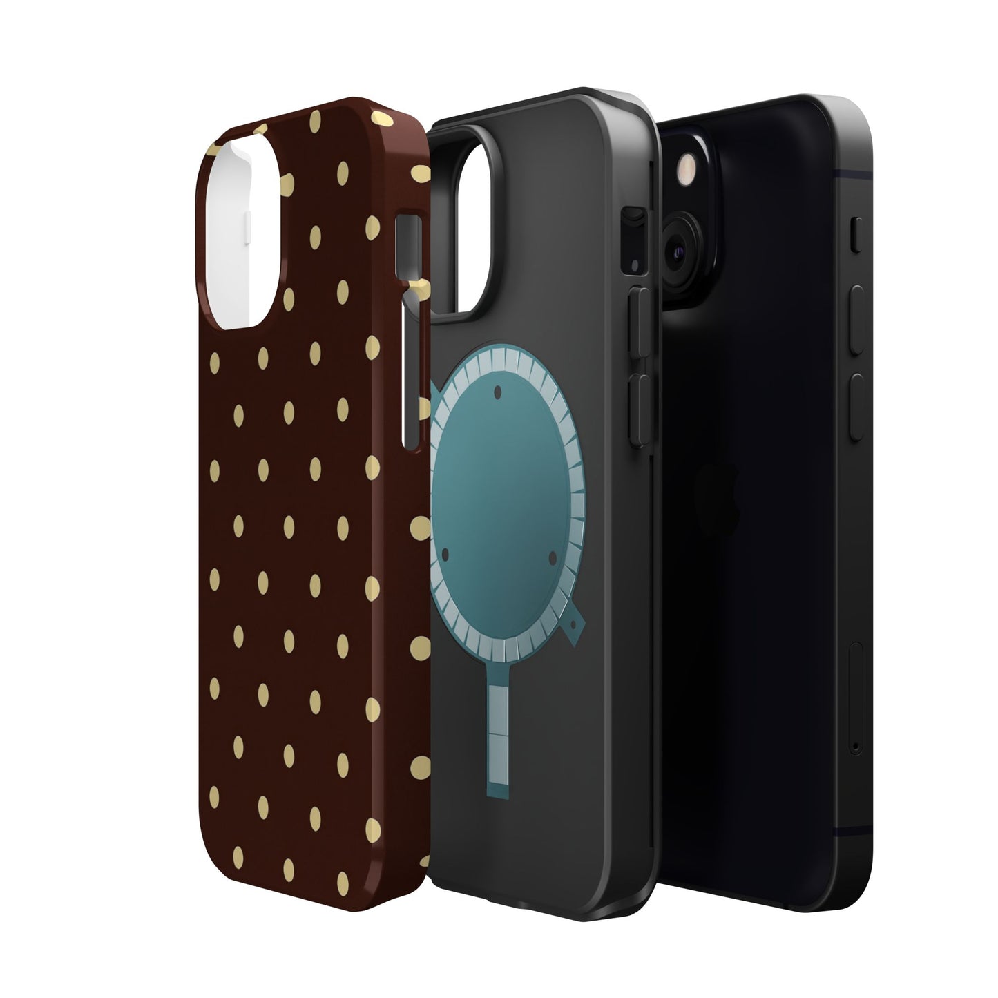 Polka Dot iPhone Case — Brown & Cream Protective Cover with MagSafe compatibility