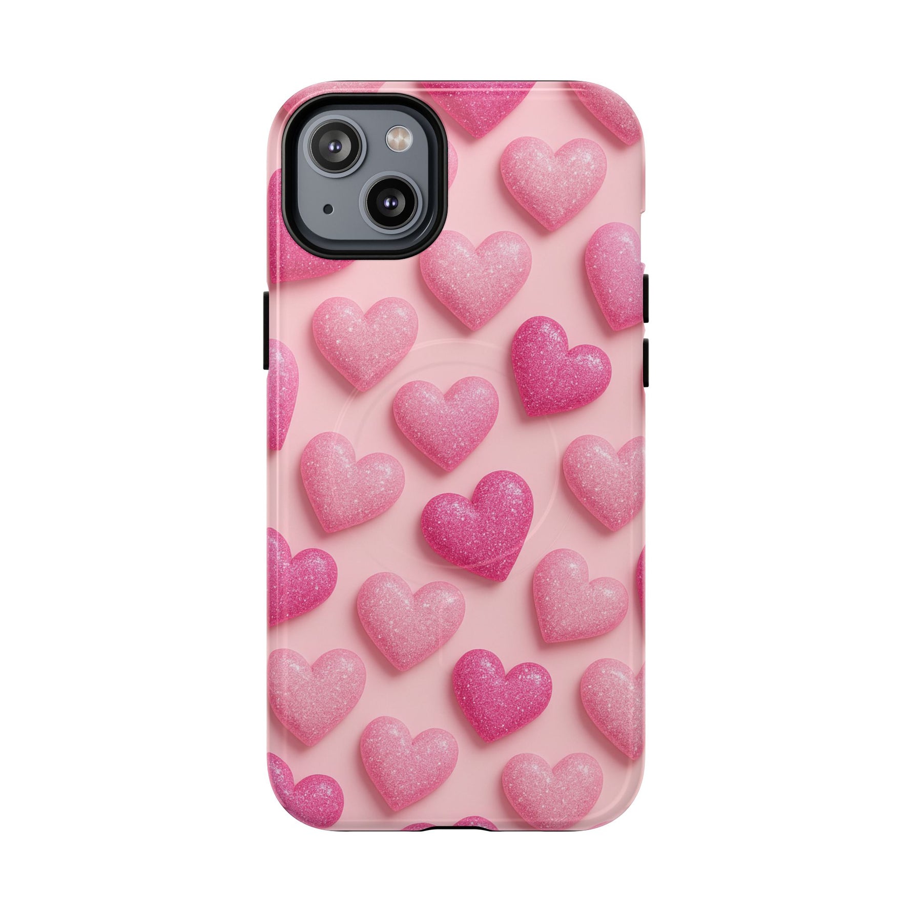 Barbiecore Glitter Hearts iPhone Case | MagSafe - Shamo's