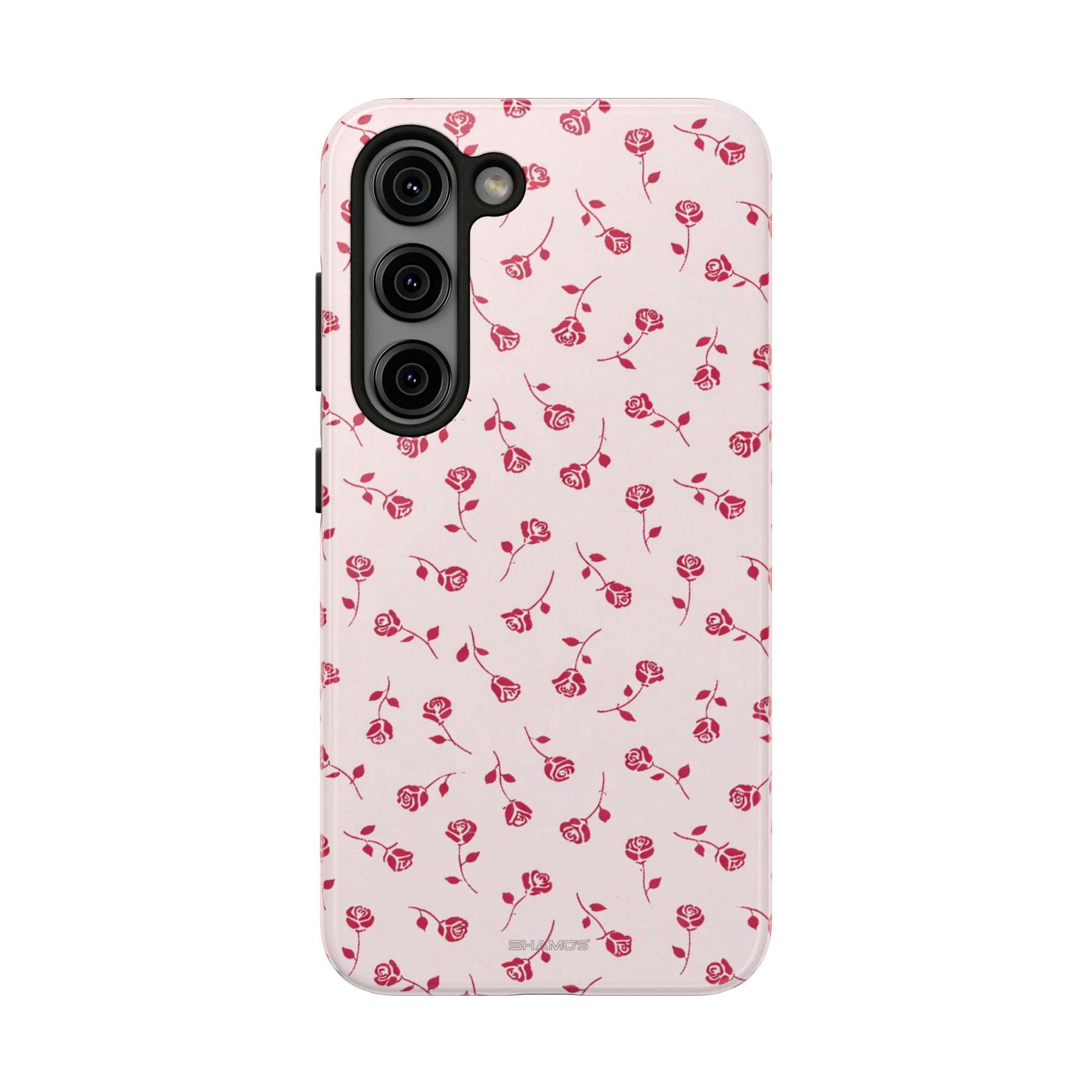 Pink Rose Pattern Tough Phone Case — Impact-Resistant Protective Cover