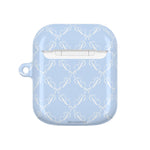 Pastel Blue Bow Pattern AirPod Case — Elegant Bow Pattern Protective Cover
