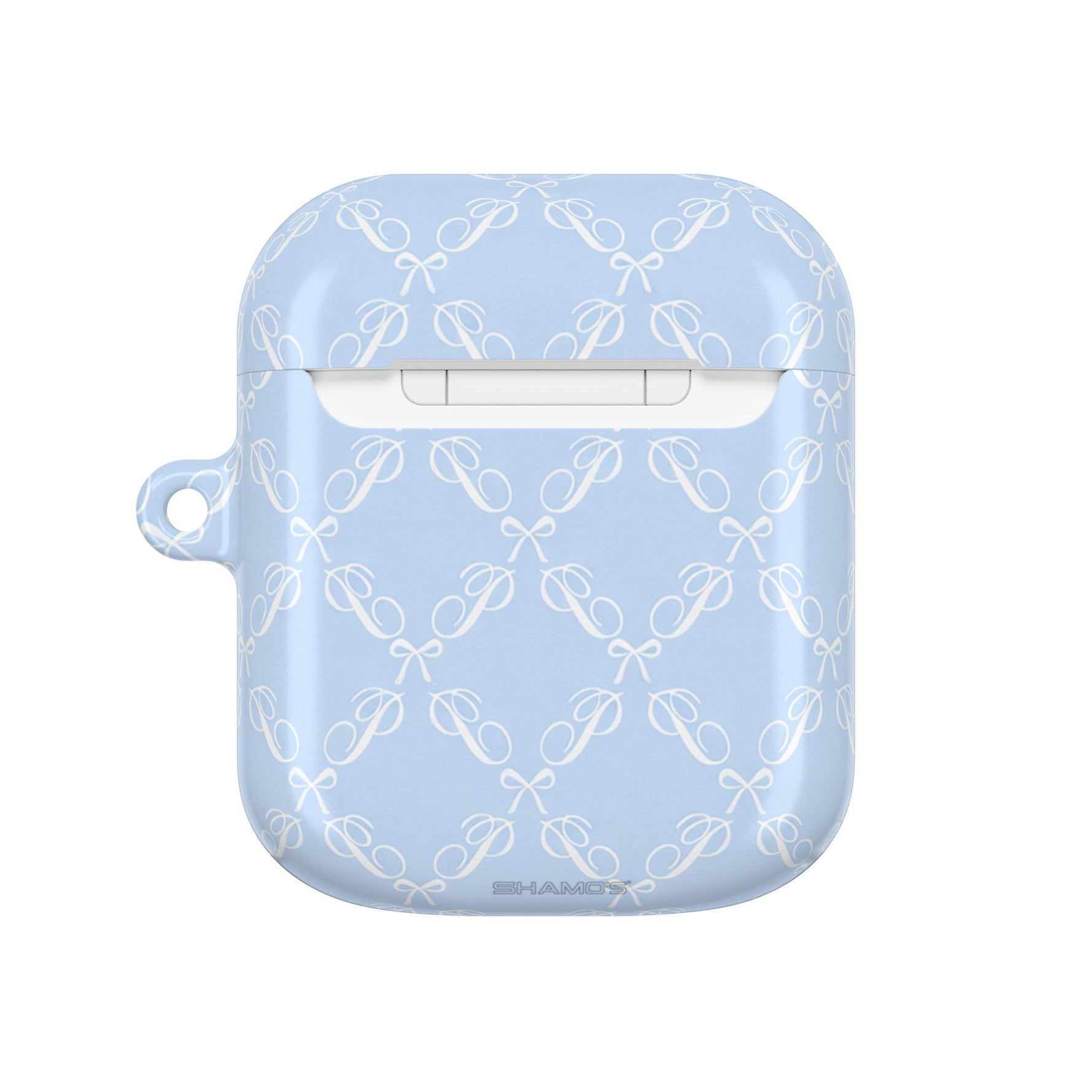 Pastel Blue Bow Pattern AirPod Case — Elegant Bow Pattern Protective Cover