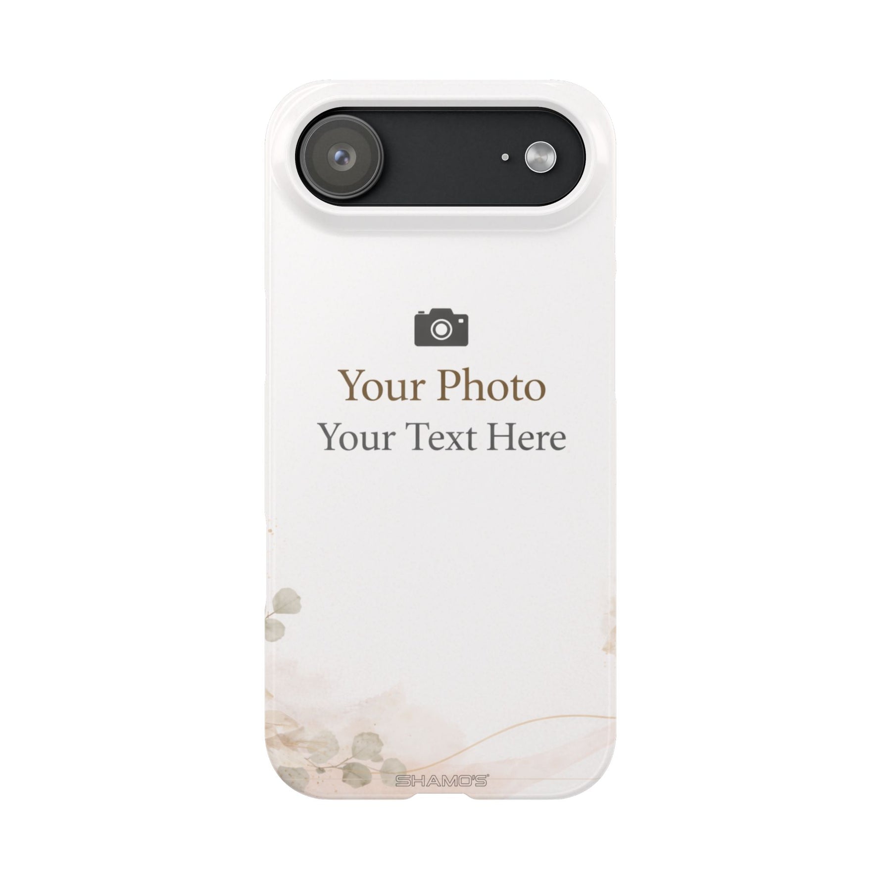 Personalized Slim Phone Case, Custom Photo & Text Minimal Floral Design - iPhone 17 Air - Shamo's