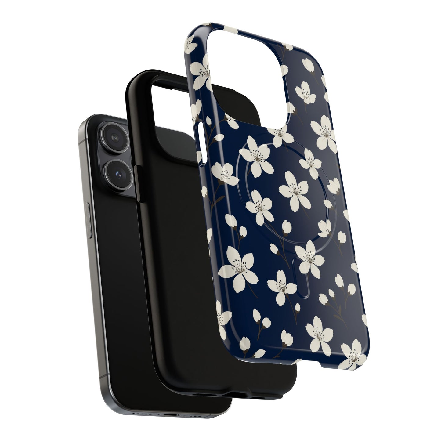 Navy Blossom Floral iPhone Case | MagSafe