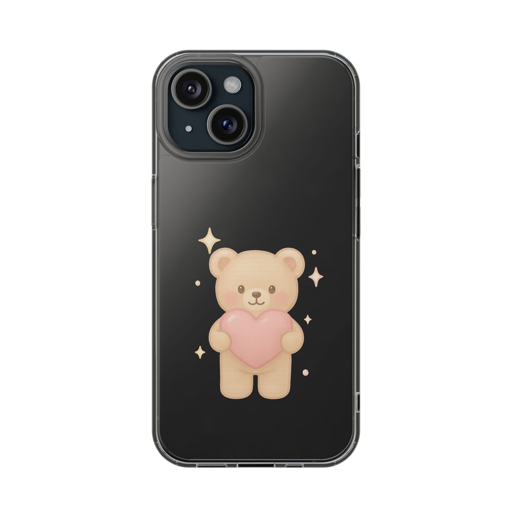 Romantic Teddy Bear Impact-Resistant iPhone Case with Heart Design - Shamo's