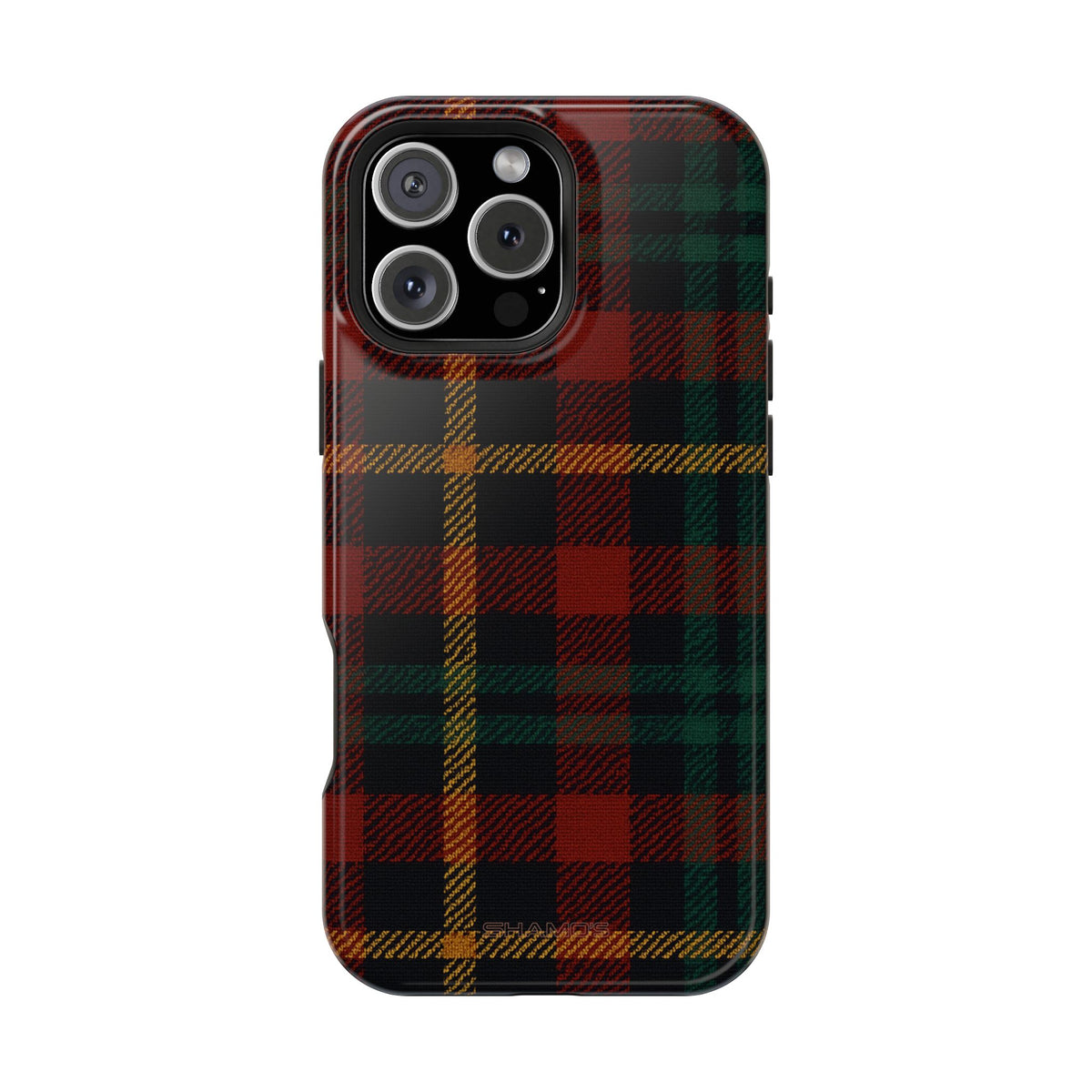 Funda para iPhone resistente a impactos con diseño de cuadros escoceses rojos y verdes con MagSafe