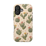 Cactus Bloom – Sage Green Floral Cactus MagSafe Phone Case, glossy iPhone 17, rear view