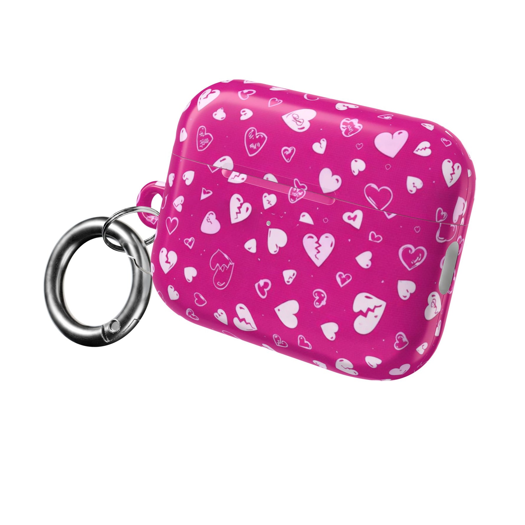 Pink Broken Heart Pattern AirPod Case — Cute Valentine Protective Charging Case