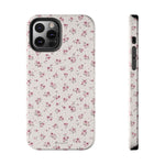 Rosebud Floral Tough iPhone Case — Pink Vintage Flower Protective Cover - iPhone 12 Pro - Shamo's