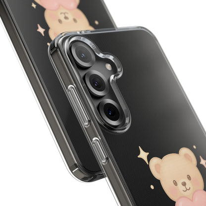Romantic Teddy Bear Impact-Resistant iPhone Case with Heart Design