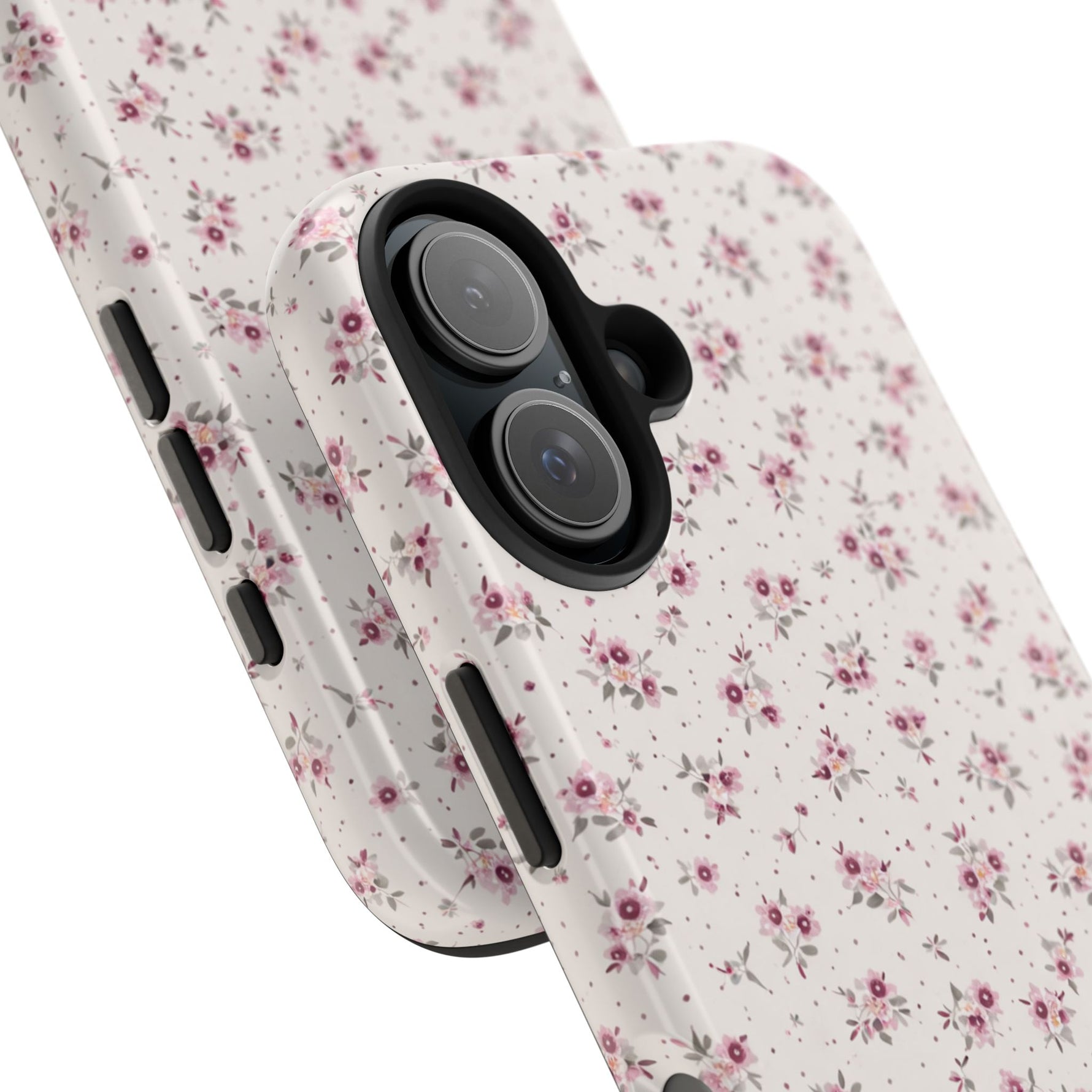 Rosebud Floral Tough iPhone Case — Pink Vintage Flower Protective Cover - iPhone 17 - Shamo's