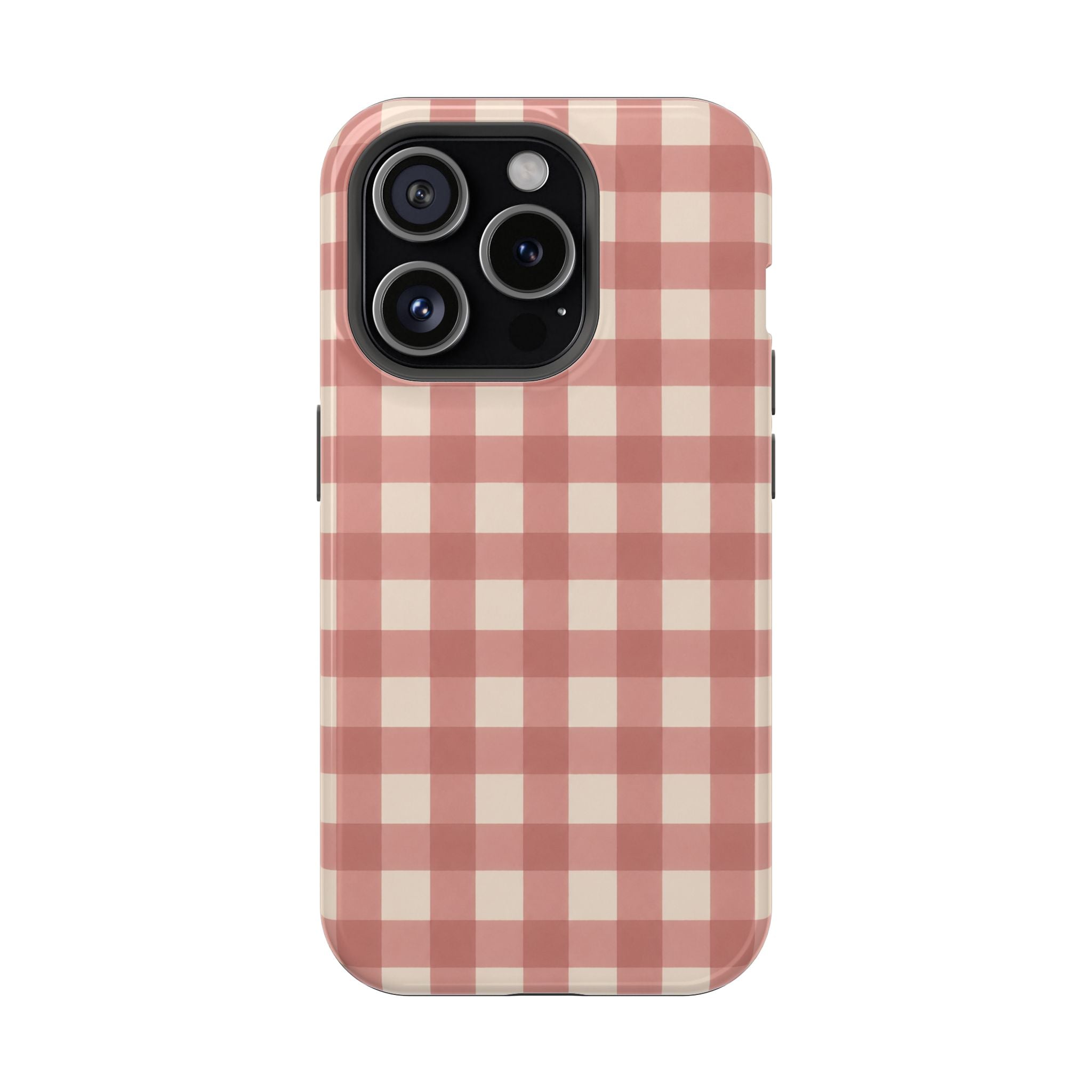 Prairie Gingham MagSafe Phone Case, glossy iPhone 15 Pro, rear view