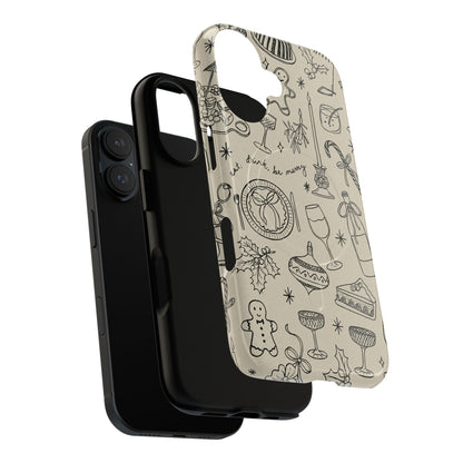 Festive Doodle iPhone Case (’drink, be merry’ Holiday Design) | compatible with MagSafe