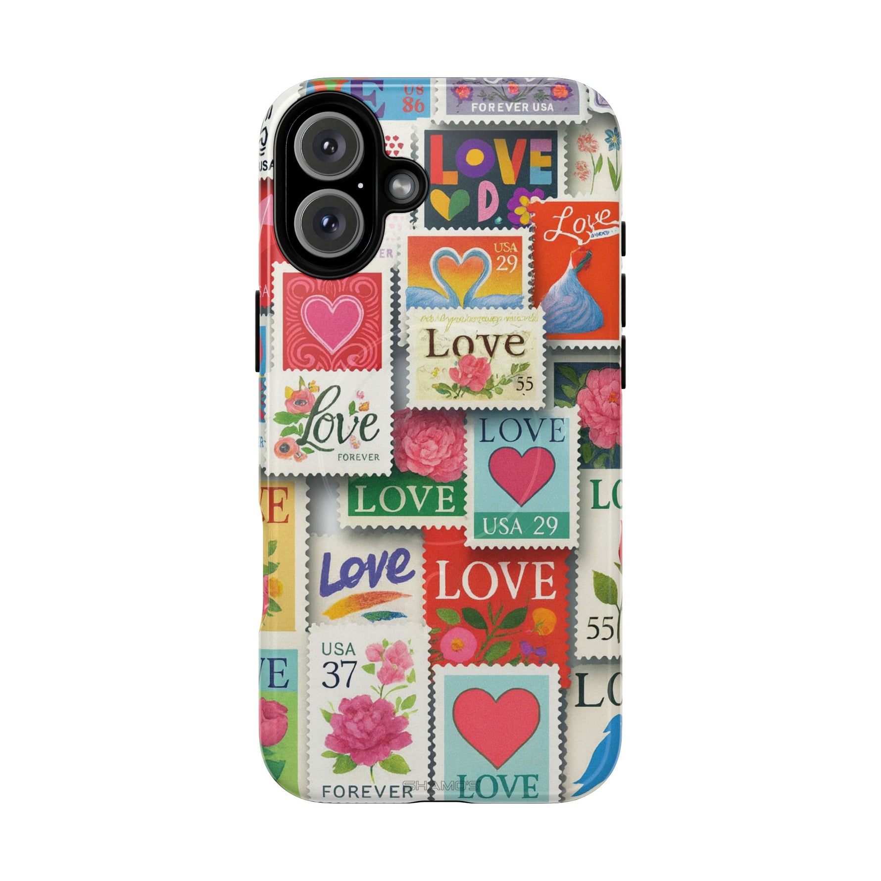 Vintage Romantic Love Stamp iPhone Case | Tough Protection + MagSafe