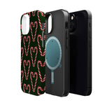 Candy Cane Heart MagSafe Impact-Resistant iPhone Case  Shamo's