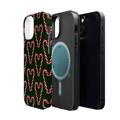 Candy Cane Heart MagSafe Impact-Resistant iPhone Case