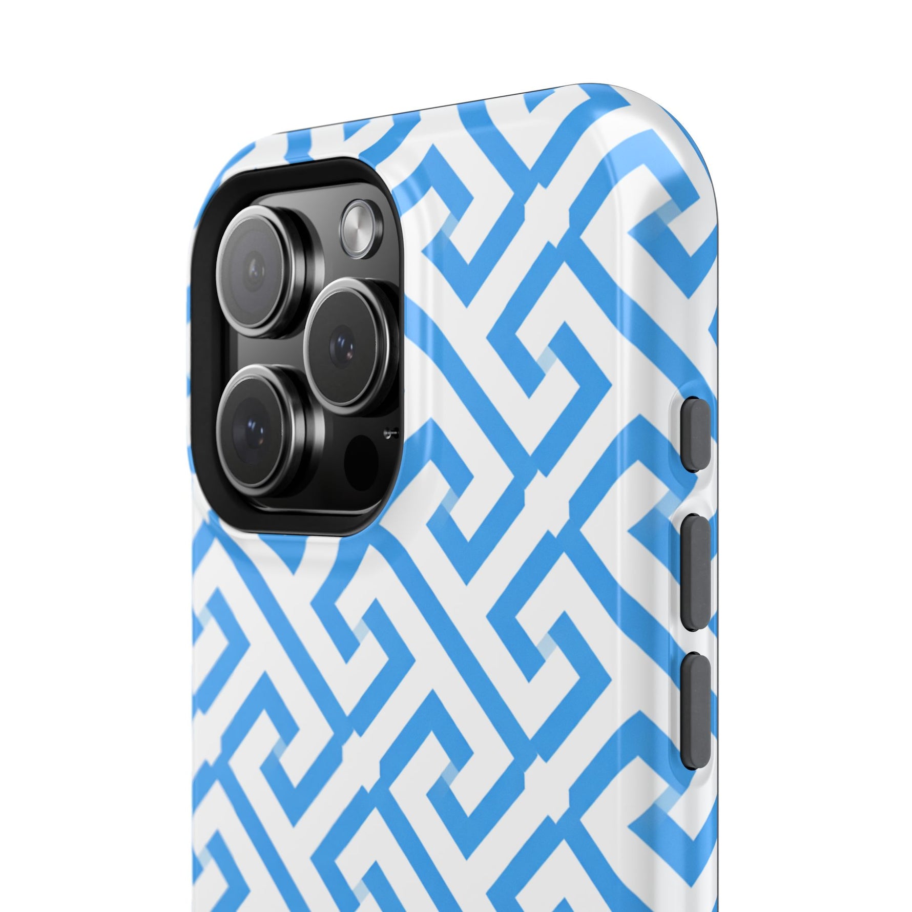 Preppy Blue Geometric MagSafe Compatible Impact Phone Case