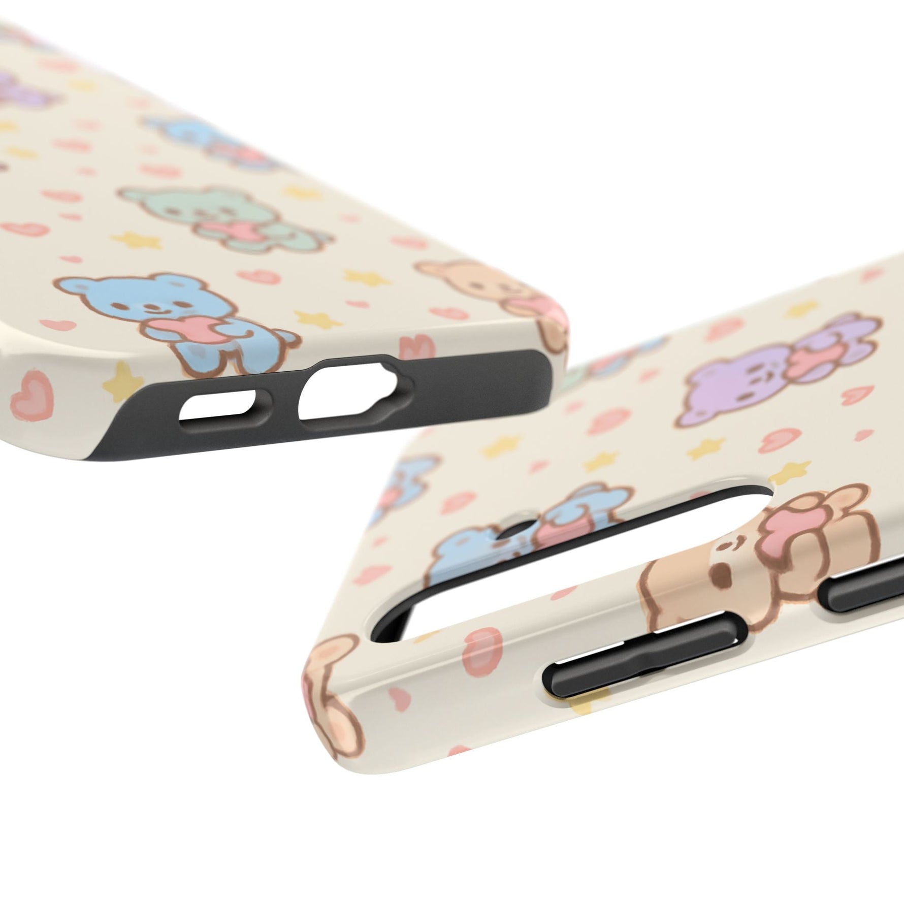 Cute Pastel Bear Impact Phone Case | Heart & Star Kawaii Pattern  Shamo's
