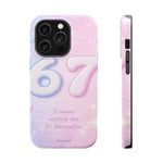 6 7 Viral TikTok Trend Pastel Aesthetic Magnetic Impact-Resistant iPhone Case, Personalizable Text and MagSafe Compatible