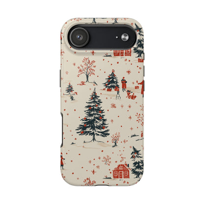 Winter Village Holiday Tough iPhone Case — Vintage Holidays & Snow Scene