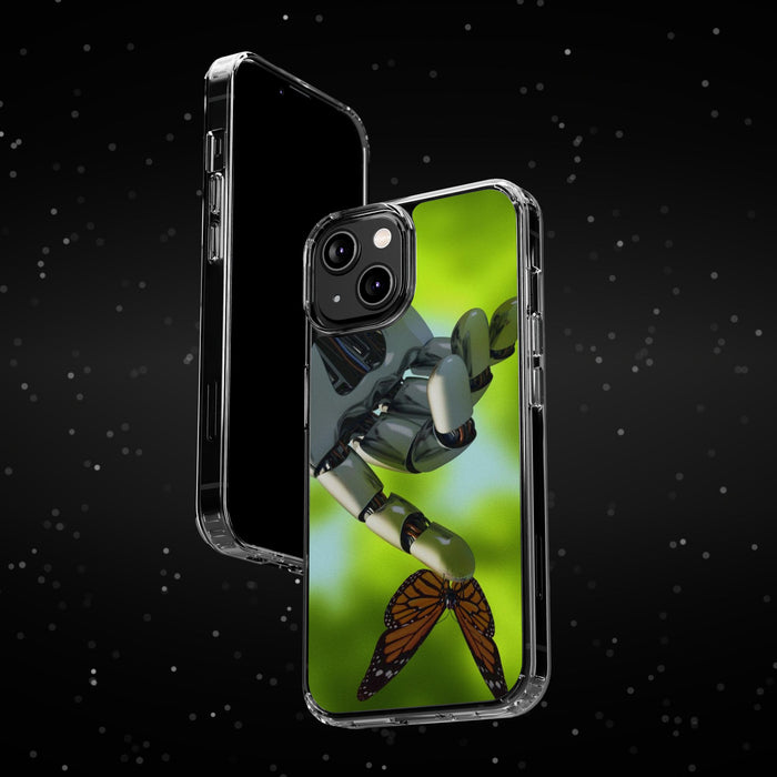 Clear Phone Cases with Robotic hand and Butterfly theme