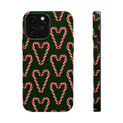 Candy Cane Heart MagSafe Impact-Resistant iPhone Case