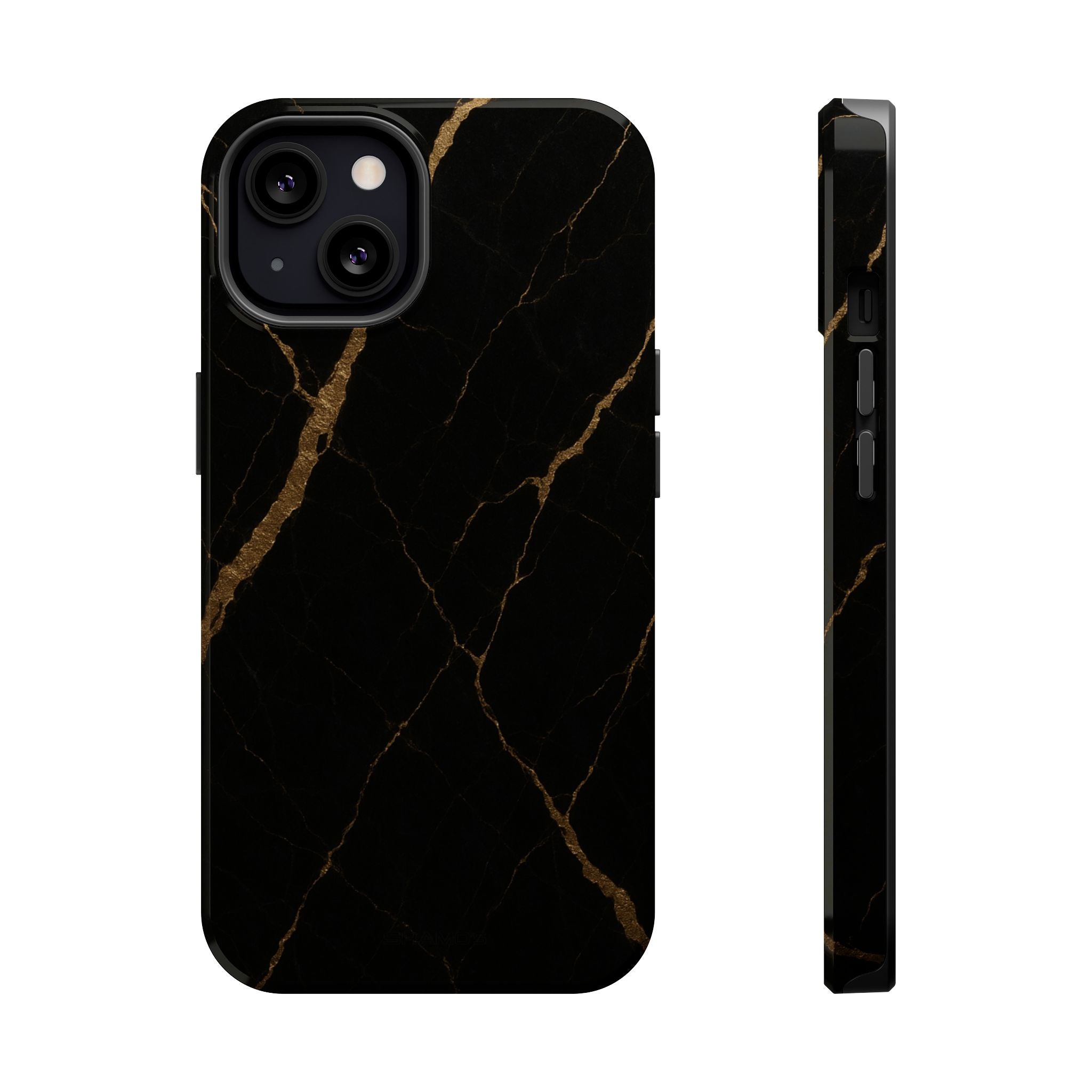 Black & Gold Marble iPhone Case with MagSafe - iPhone 13 / Glossy - Shamo's