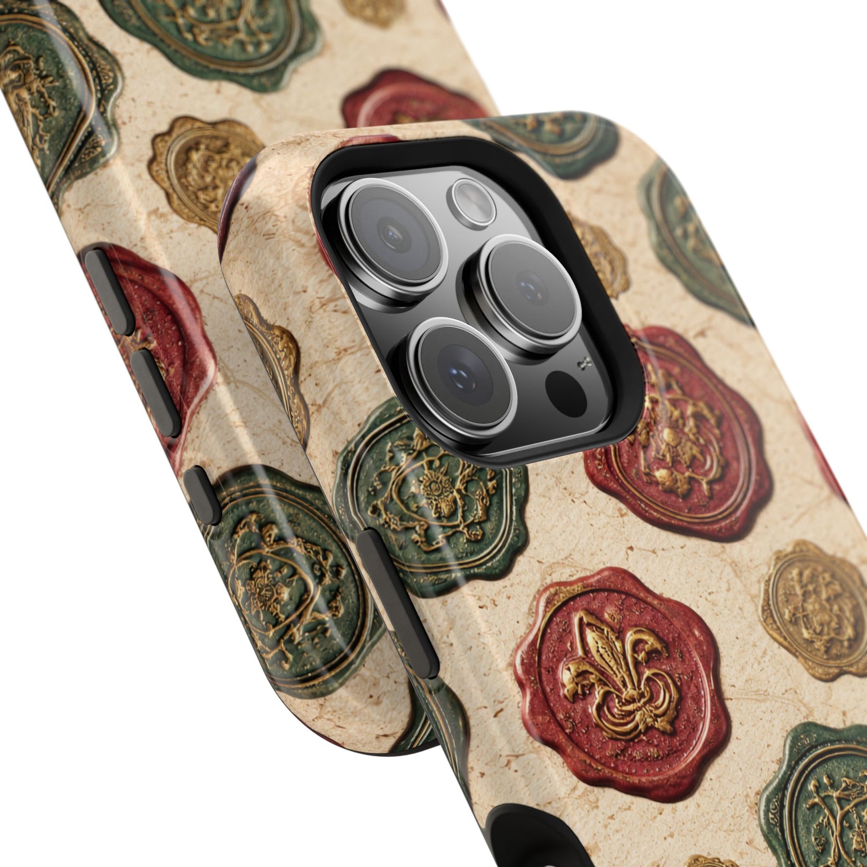 Vintage Wax Seal Pattern Magnetic Impact-Resistant Phone Case with MagSafe Compatibility