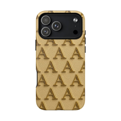 Gold Monogram 'A' iPhone Case with MagSafe - Shamo's