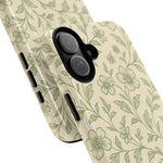 Sage Green Vintage Floral Pattern iPhone Case | MagSafe Compatible - Shamo's