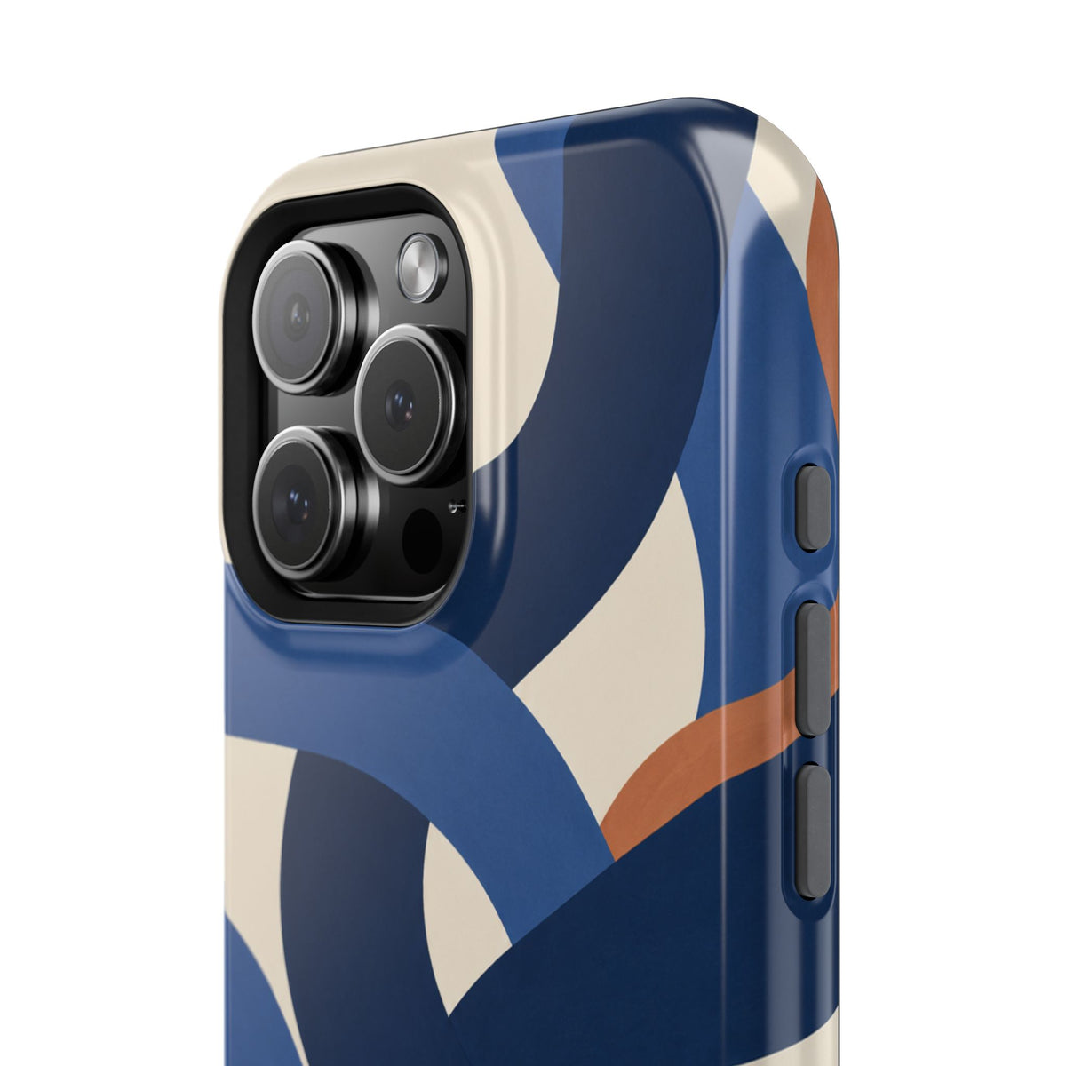 Indigo Loom MagSafe Phone Case – Blue & Ivory Abstract Woven Pattern
