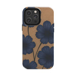 Navy Floral Tough Phone Case — Durable Protective Case with Blue Flowers on Kraft Background