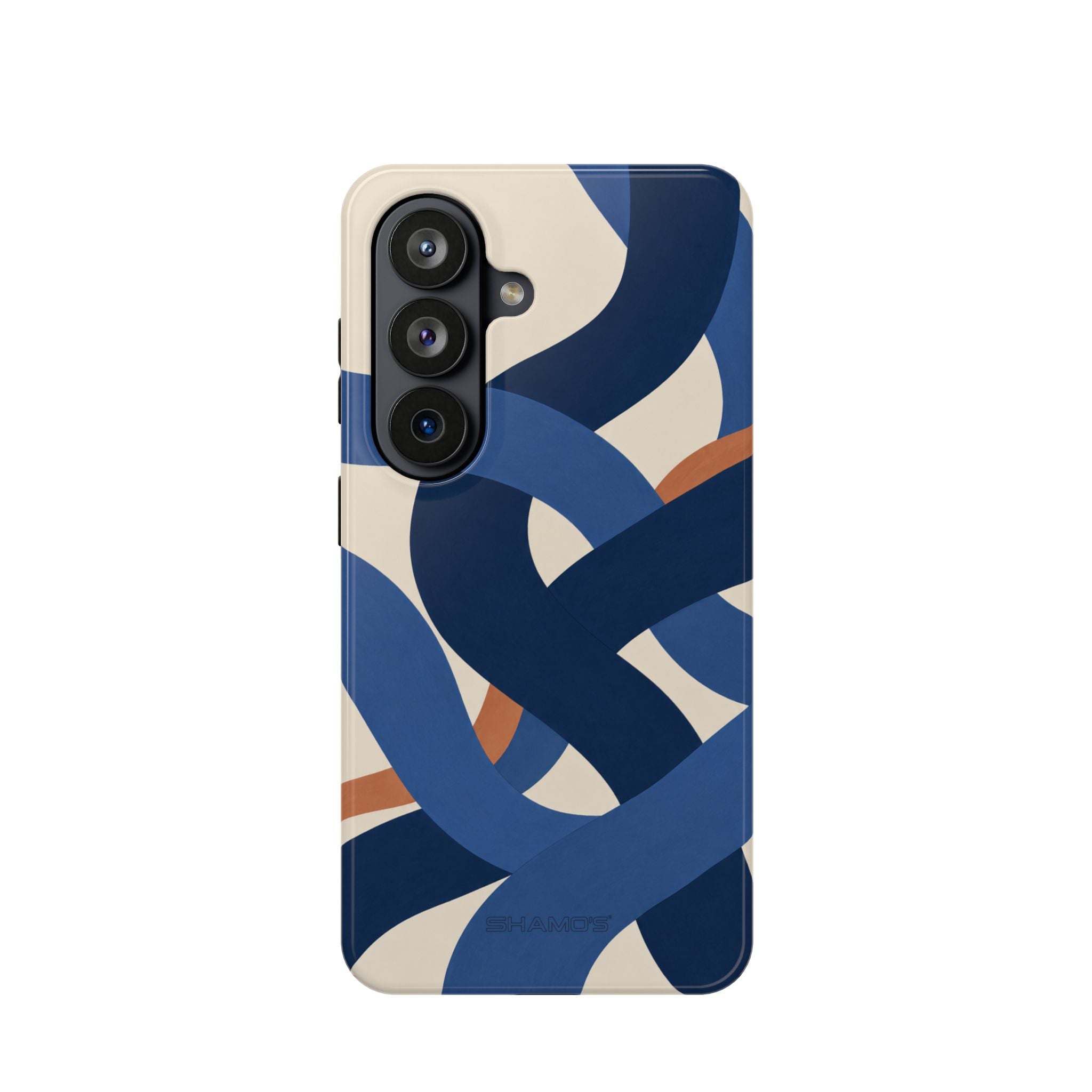 Indigo Loom MagSafe Phone Case – Blue & Ivory Abstract Woven Pattern