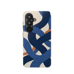 Indigo Loom MagSafe Phone Case – Blue & Ivory Abstract Woven Pattern
