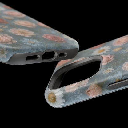 Frozen Floral Vintage Roses & Daisies iPhone Case with MagSafe compatibility  Shamo's