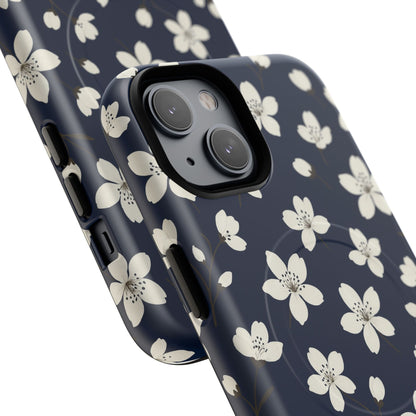 Navy Blossom Floral iPhone Case | MagSafe