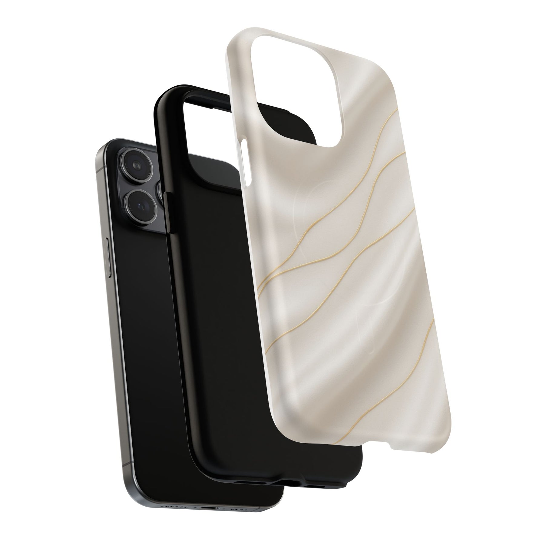 White Silk Gold Luxury iPhone Case with MagSafe - Shamo's