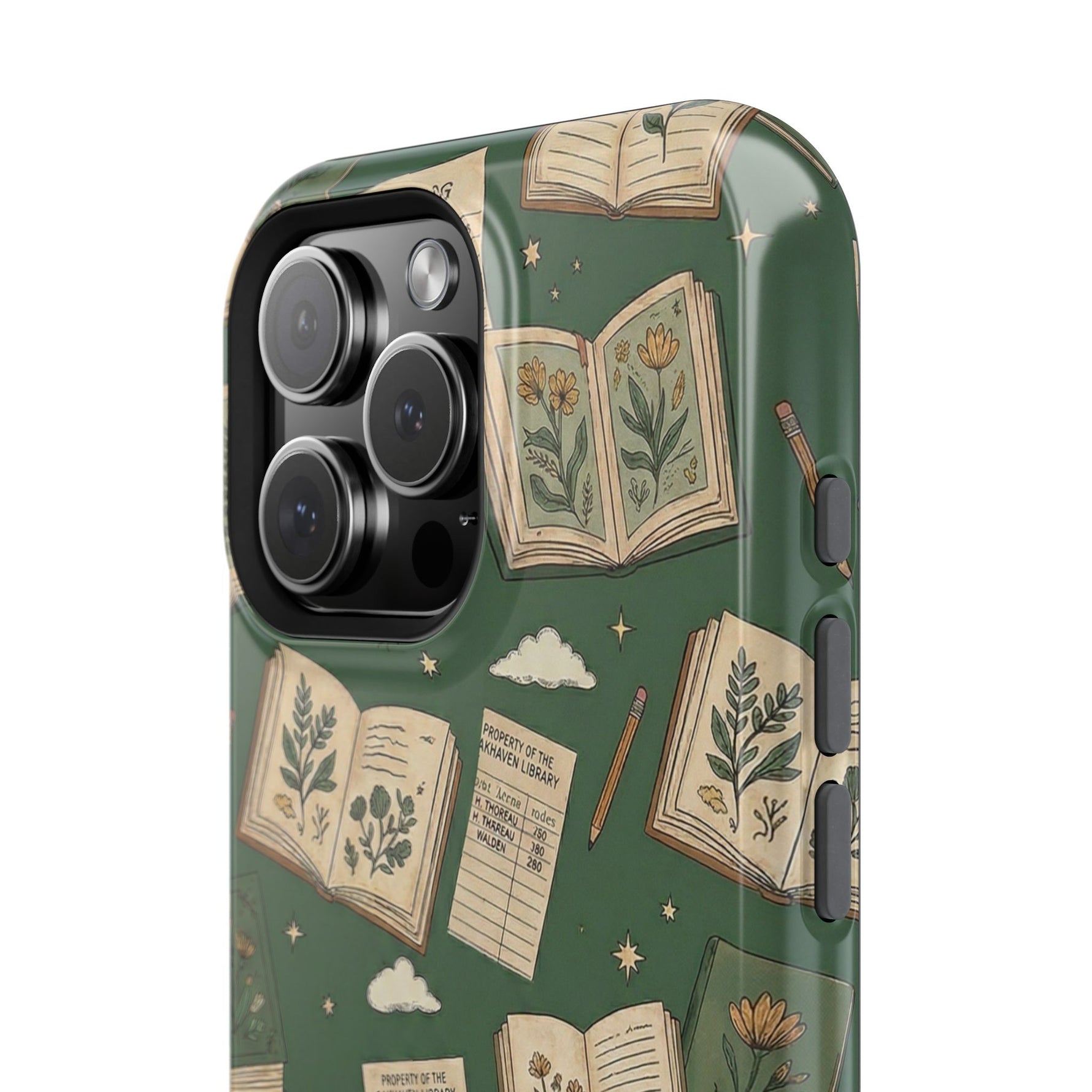 Botanical Journal Pattern iPhone Case | MagSafe Compatible Impact-Resistant Protective Cover