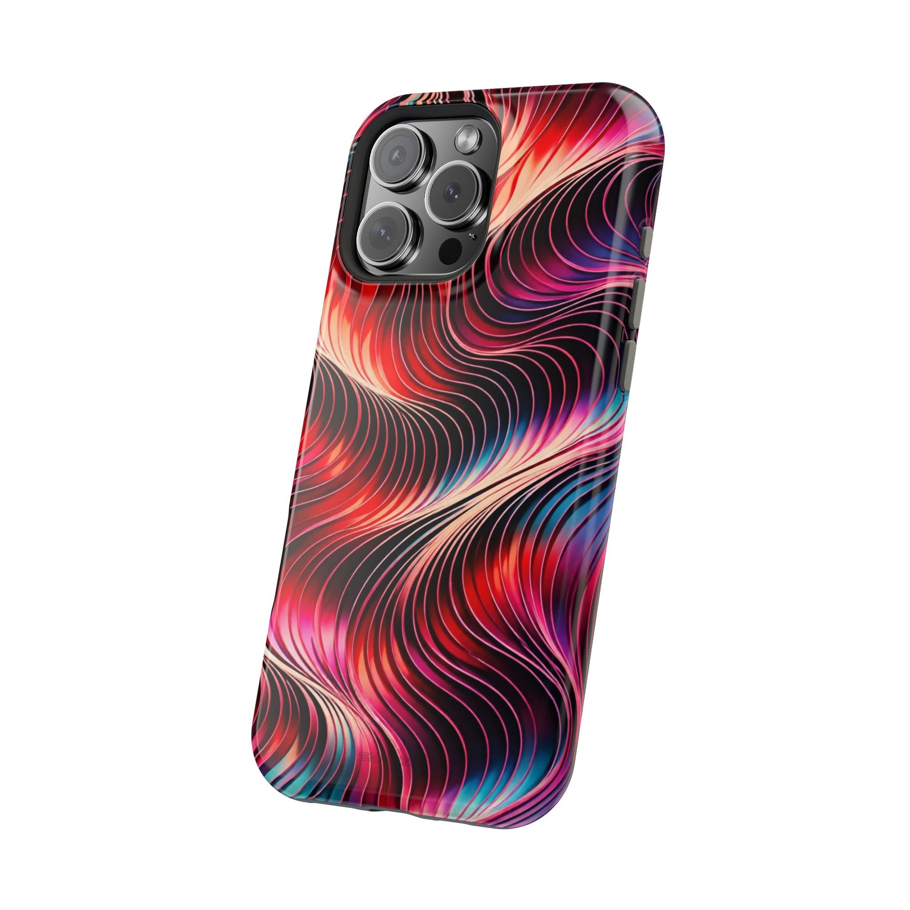 Abstract Red Wave Magnetic Impact-Resistant Phone Case | MagSafe