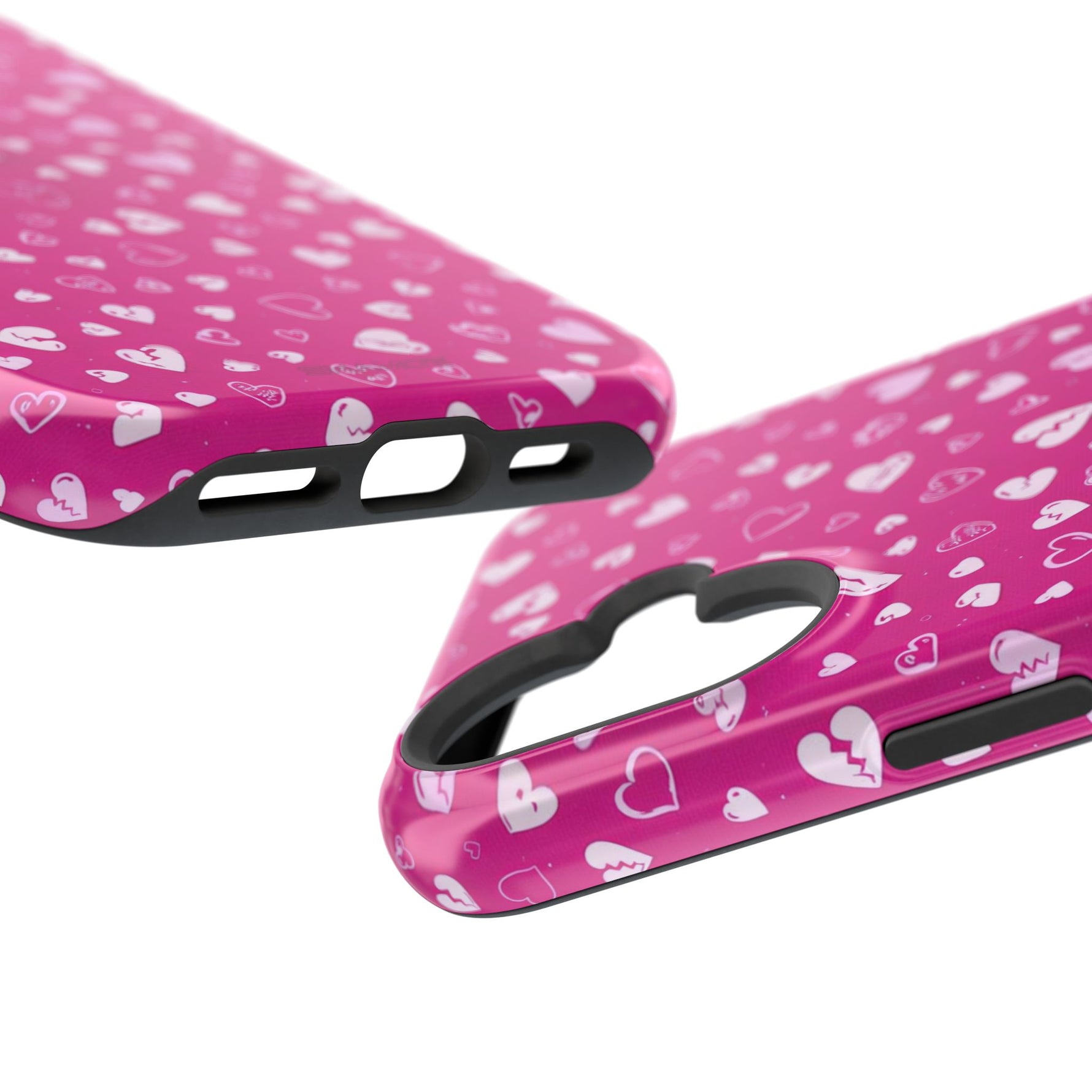 Broken Heart Hot Pink Impact-Resistant iPhone Case | MagSafe - iPhone 17 / Glossy - Shamo's