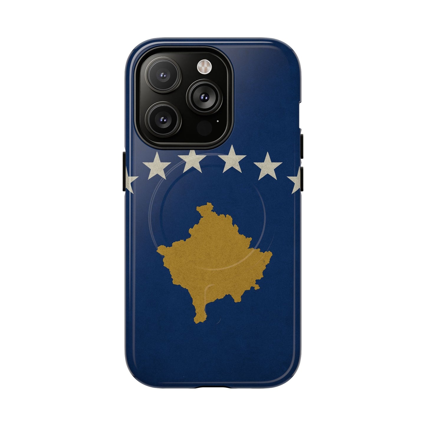 Kosovo Flag Tough iPhone Case — Navy Blue Stars & Gold Map (MagSafe compatible)  Shamo's iPhone 14 Pro / Glossy