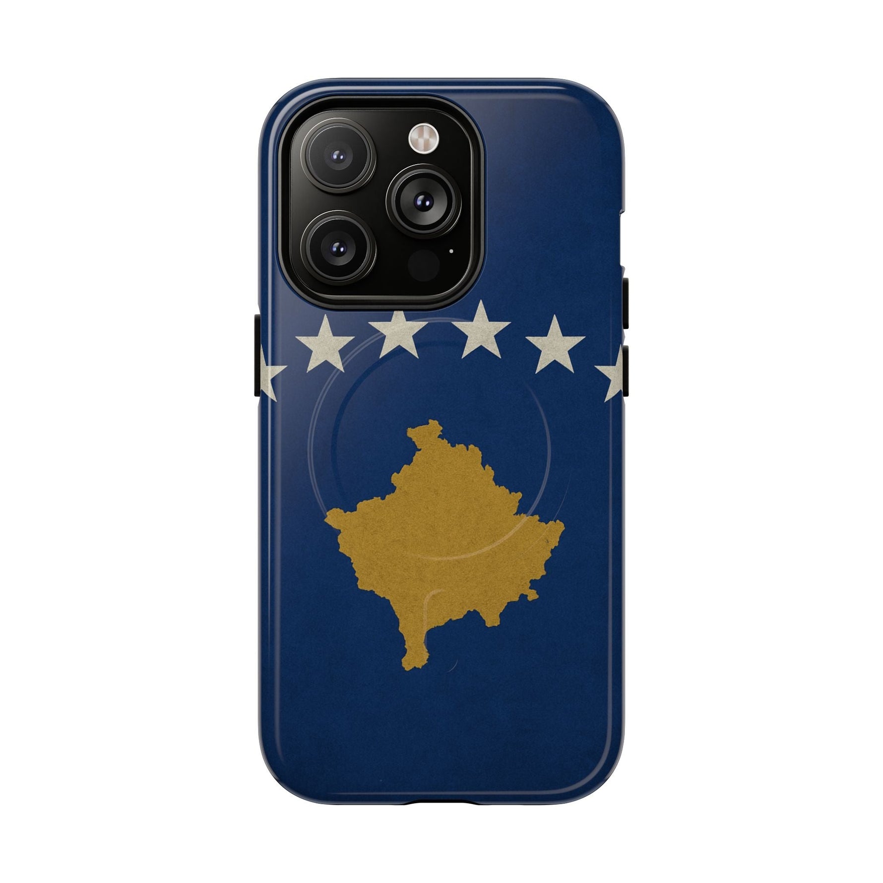 Kosovo Flag Tough iPhone Case — Navy Blue Stars & Gold Map (MagSafe compatible)  Shamo's iPhone 14 Pro / Glossy