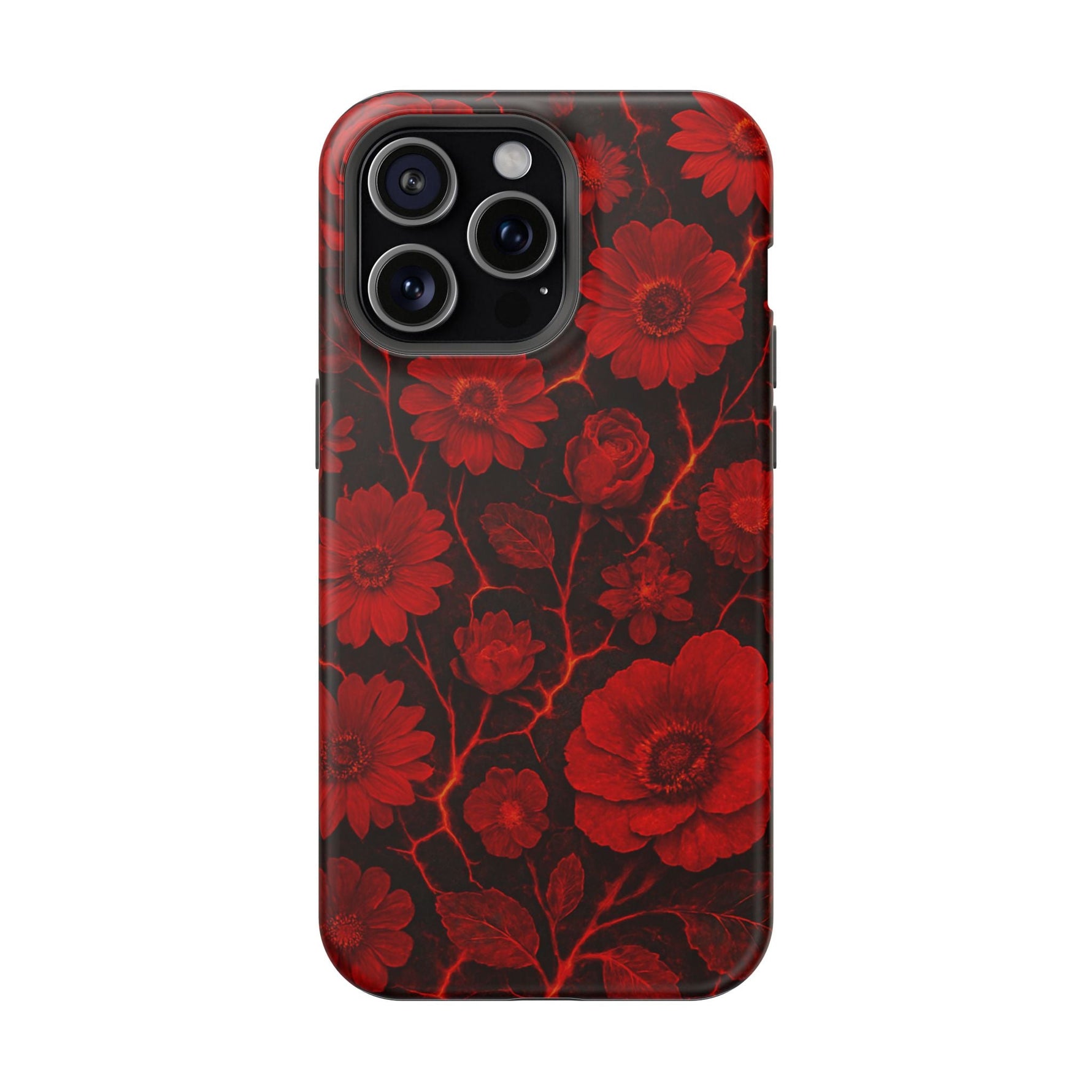 Melted Lava Dark Red Floral iPhone Case — MagSafe Compatible  Shamo's iPhone 15 Pro Max / Matte