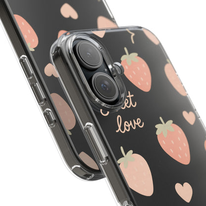 Sweet Love Strawberry Clear iPhone Case | MagSafe