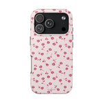 Pink Rose Pattern Tough Phone Case — Impact-Resistant Protective Cover