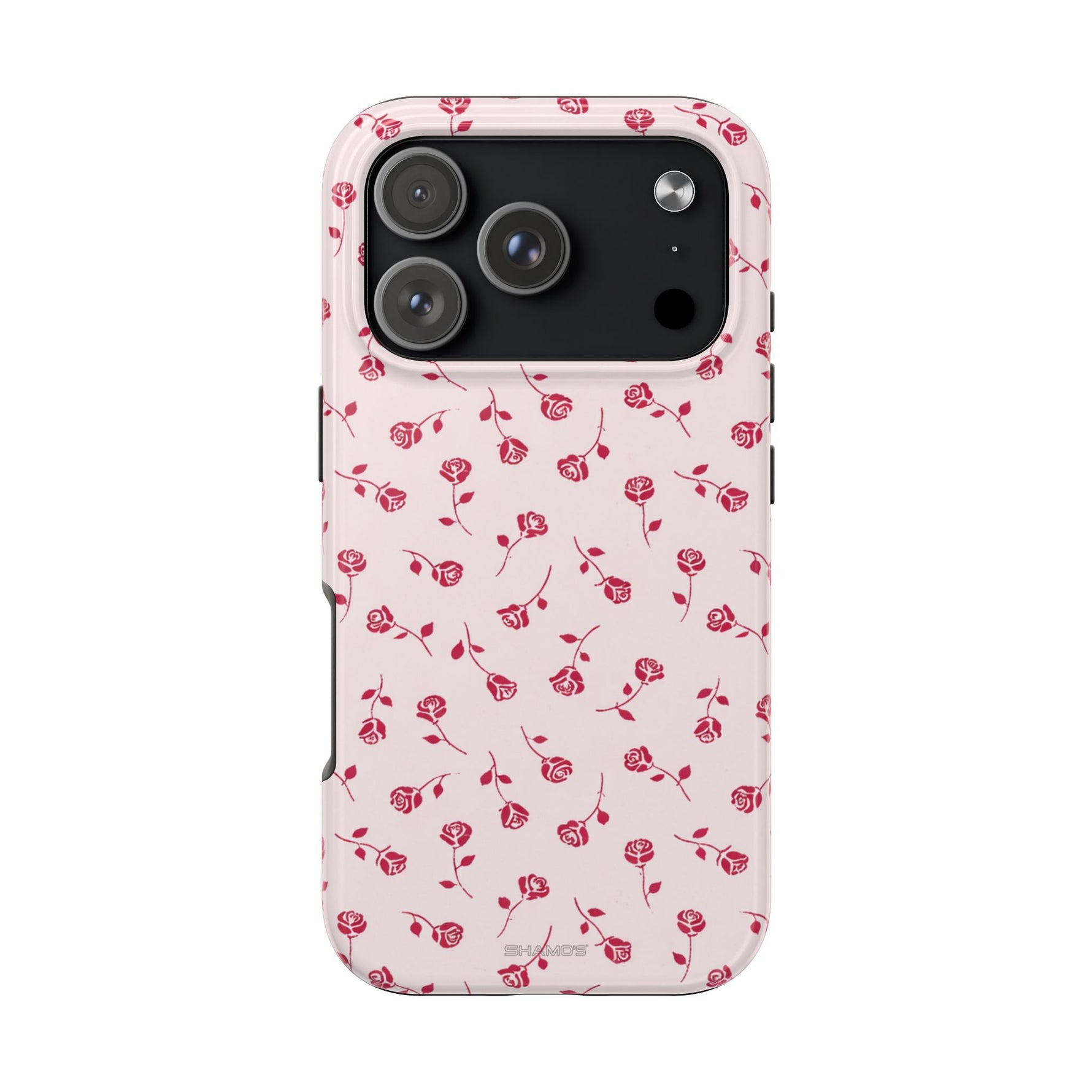 Pink Rose Pattern Tough Phone Case — Impact-Resistant Protective Cover