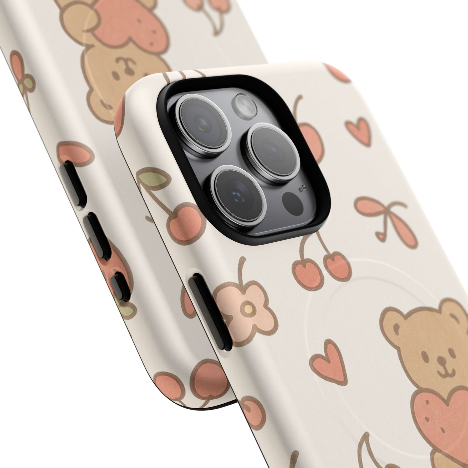 Teddy Berry Cozy Strawberry Pattern iPhone Case with MagSafe