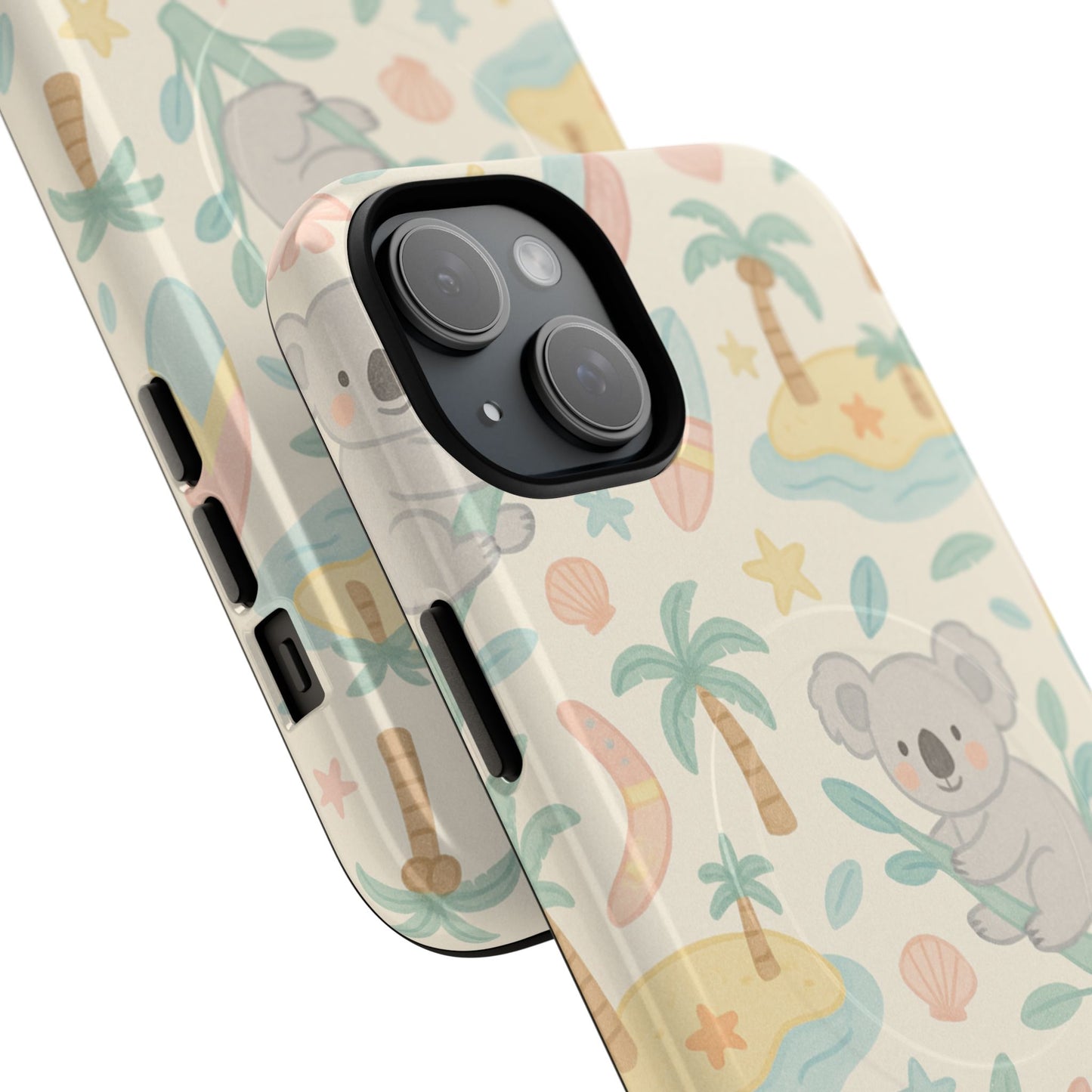 Australia Hand-Drawn Koala Beach iPhone Case — Cute Tropical Palm & Surf Print | with MagSafe