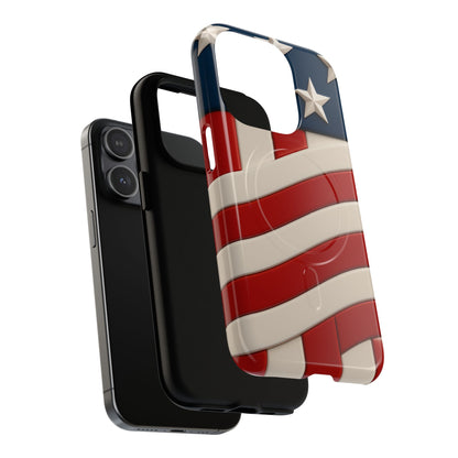Patriotic iPhone Cases - MagSafe Tough American Flag Design