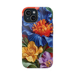 Electric Paradise MagSafe Phone Case – Cobalt Floral & Coral Waves | Glossy